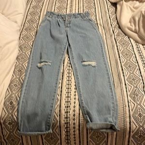 Baggy jeans with two little rips on knee both sides